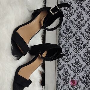 Black Ankle Strap Heels by Qupid